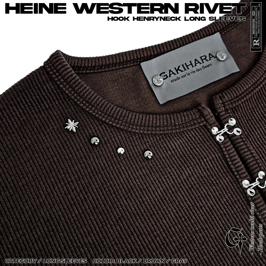 Heine western 리벳 후크 롱슬리브 (brown) 상품이미지3