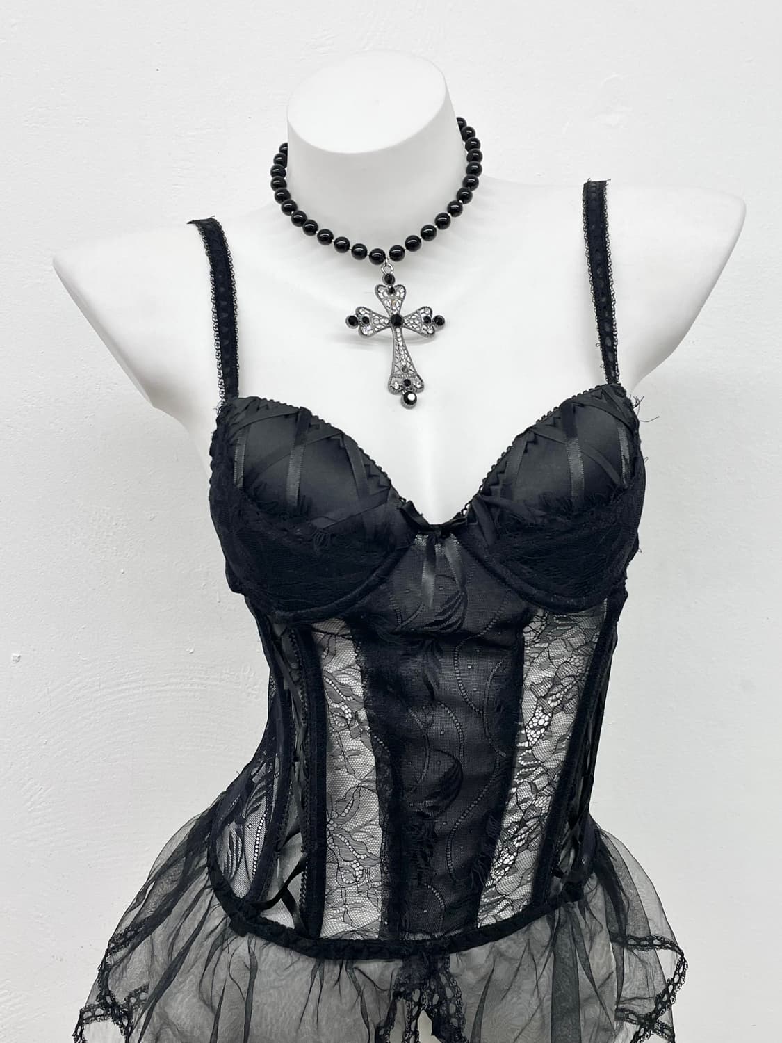 블랙 고딕 레이스 코르셋 상품이미지2