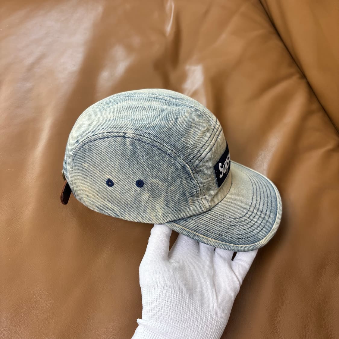 슈프림 캠프캡 모자 박스로고 24ss 워시드 트윌 더티 데님 상품이미지3