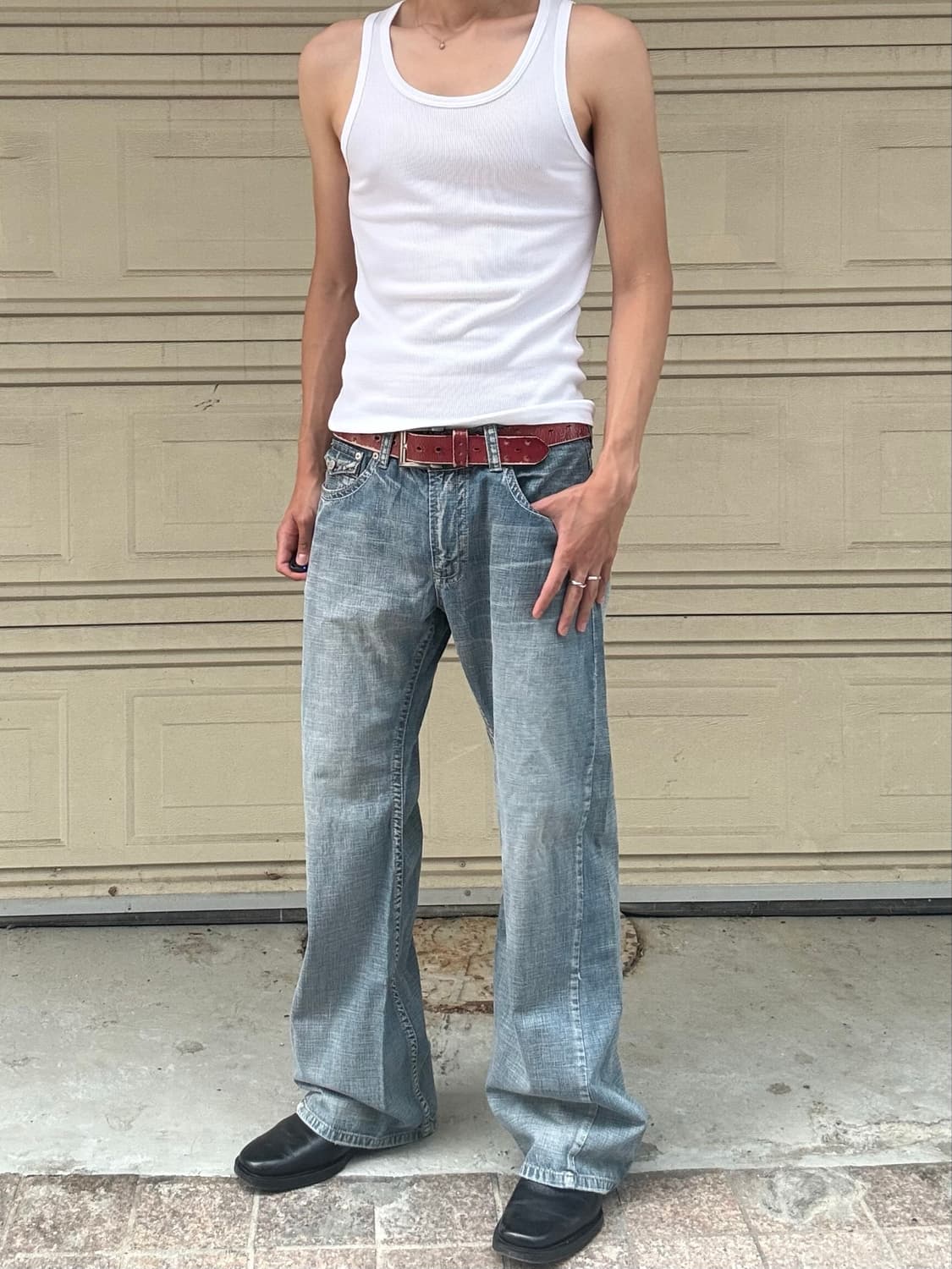 00s Armani big letter wide jeans 상품이미지6