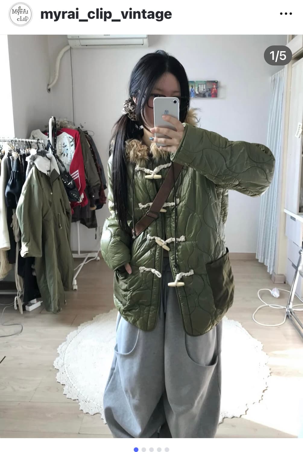 미라이클립 빈티지 카키아우터 상품이미지3