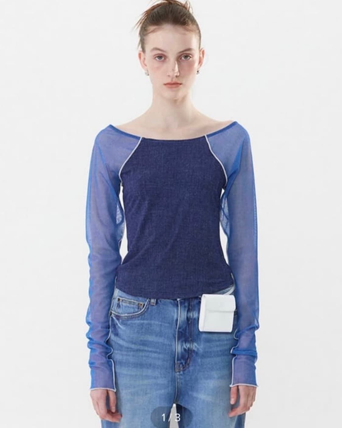 [TheOpen Product] 메쉬 슬리브 보트넥 탑 상품이미지1