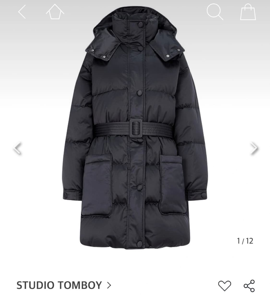 스튜디오 톰보이 벨티드 후드 패딩 상품이미지1