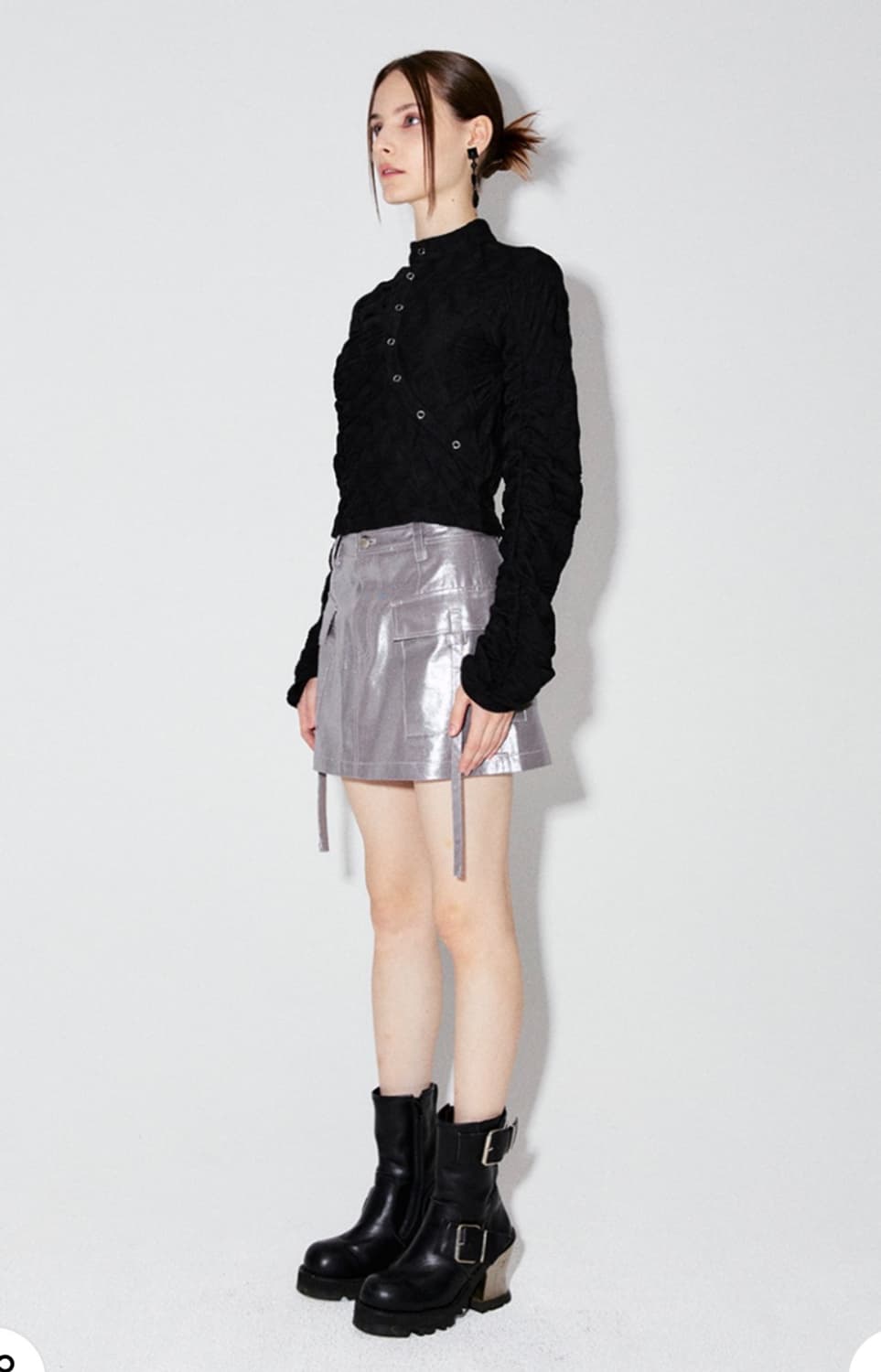 (새상품) 데비어퍼 셔링 탑 블랙 OS 상품이미지2