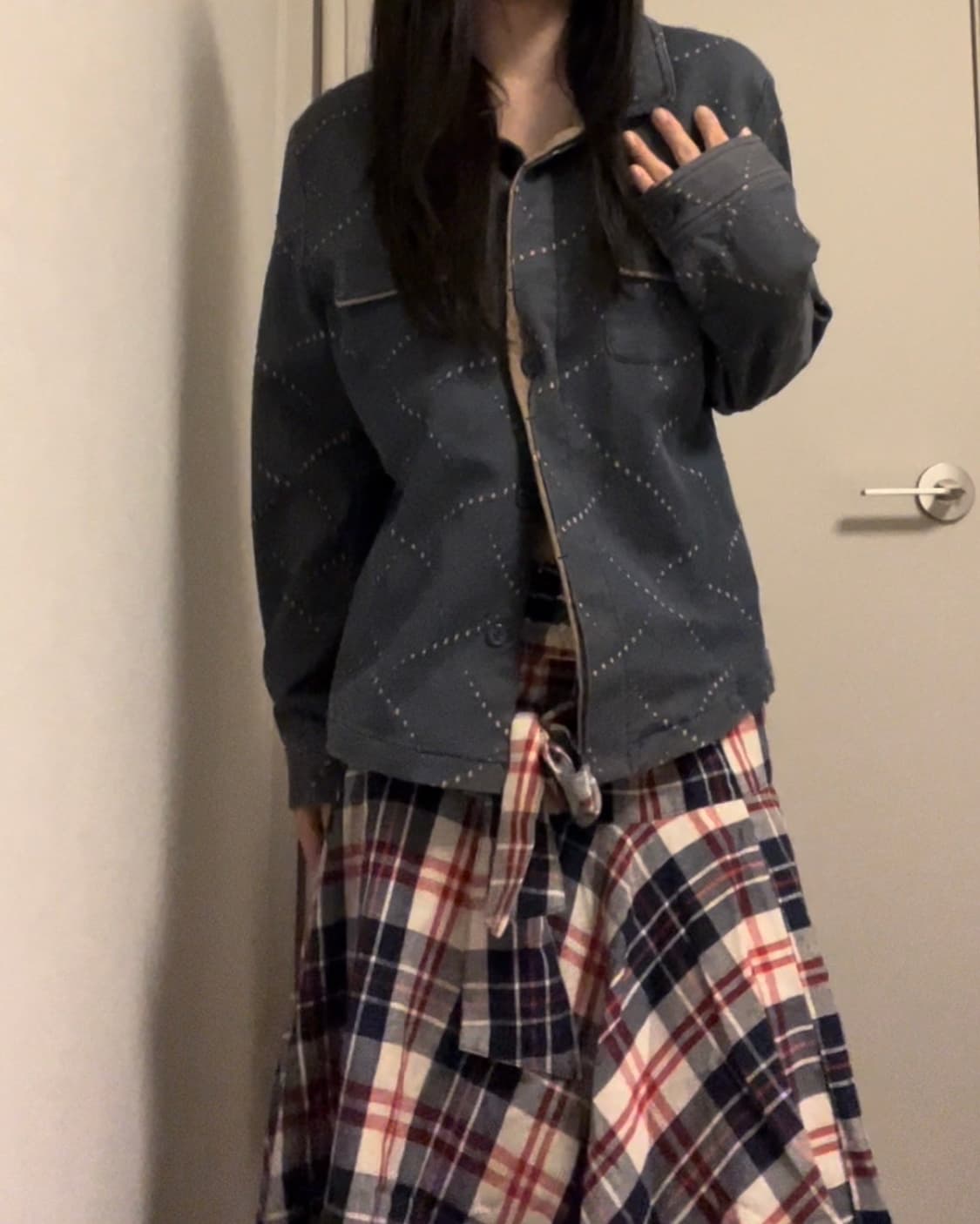 stitch pattern denim trucker jacket 상품이미지2