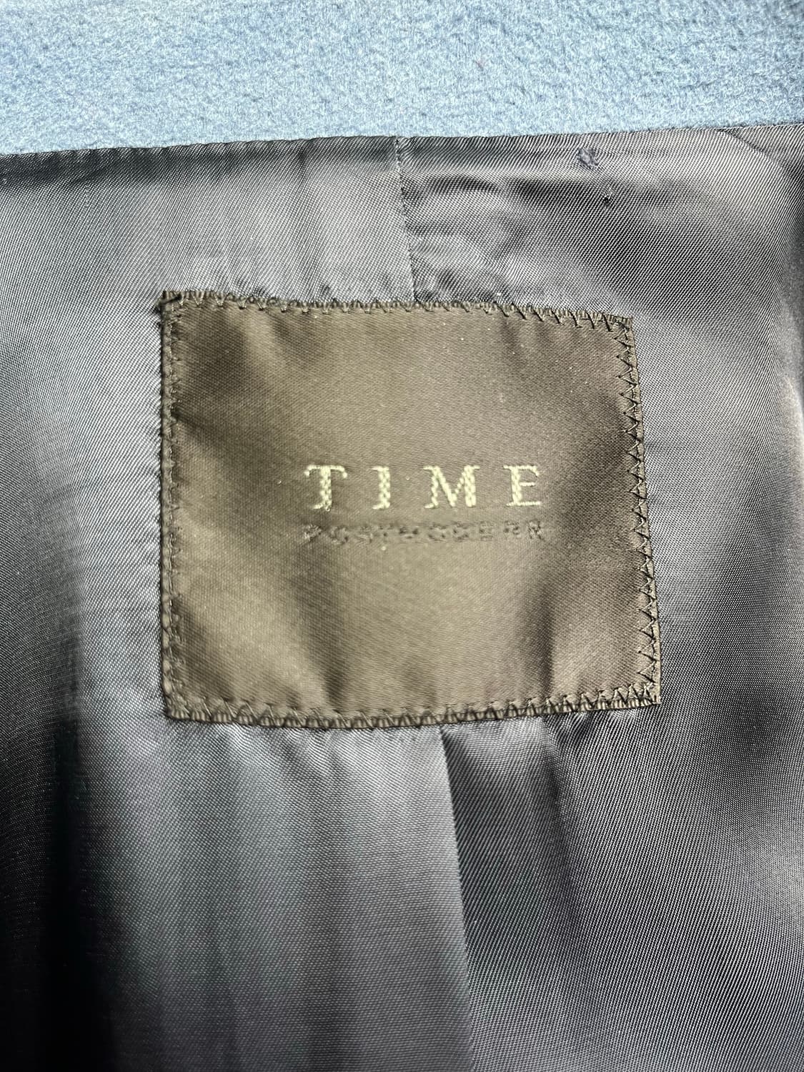 타임옴므 블루 캐시미어 세미오버핏 코트 100사이즈 상품이미지5