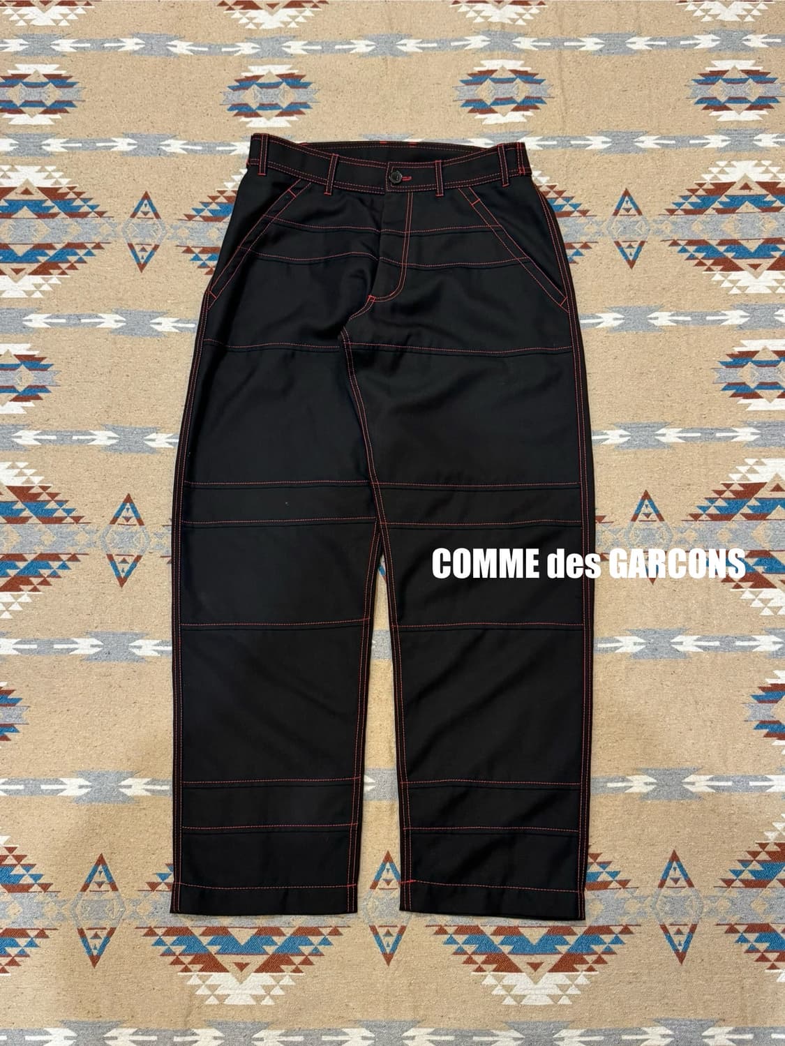 [S][32] 꼼데가르송 셔츠 레드 스티치 팬츠 블랙  상품이미지1