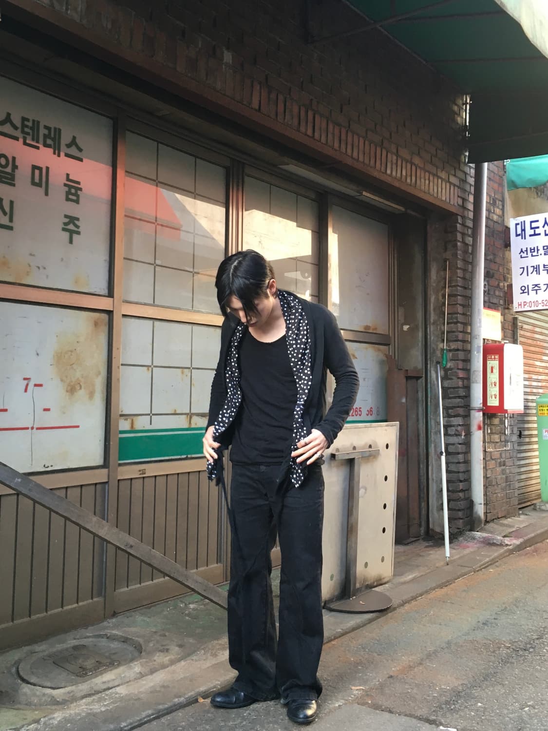 요지야마모토 Y’s 도트 스카프 레이어드 가디건 상품이미지2