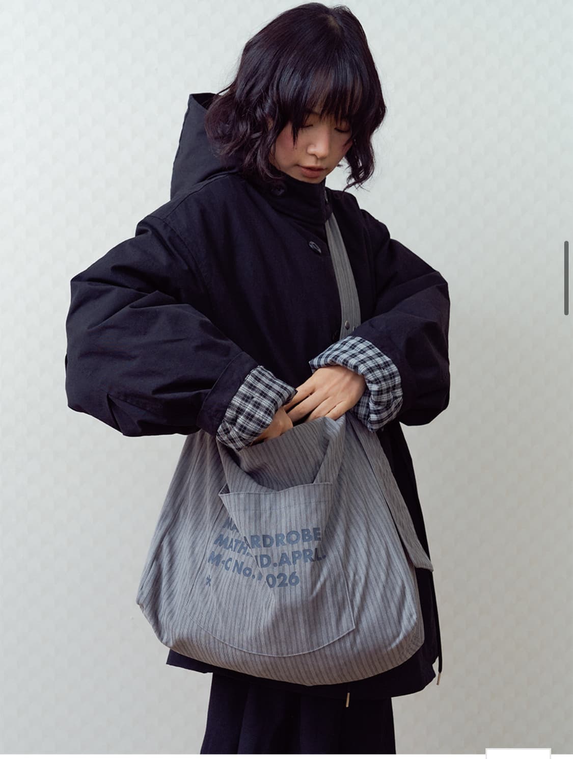 STRIPE SNAP MULTI-WAY BAG GRAY 상품이미지1