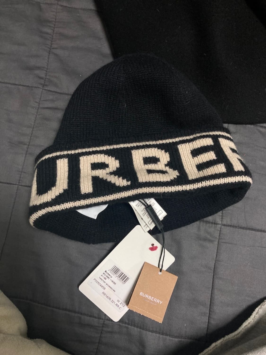 버버리 공용 로고 인타르시아 캐시미어 비니 블랙 상품이미지3
