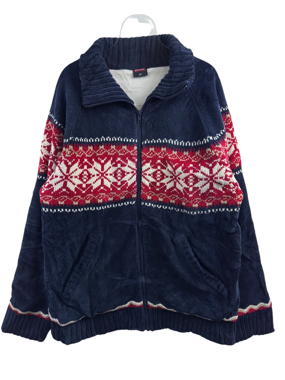 JPN 코듀로이 눈꽃 니트집업1559 상품이미지1