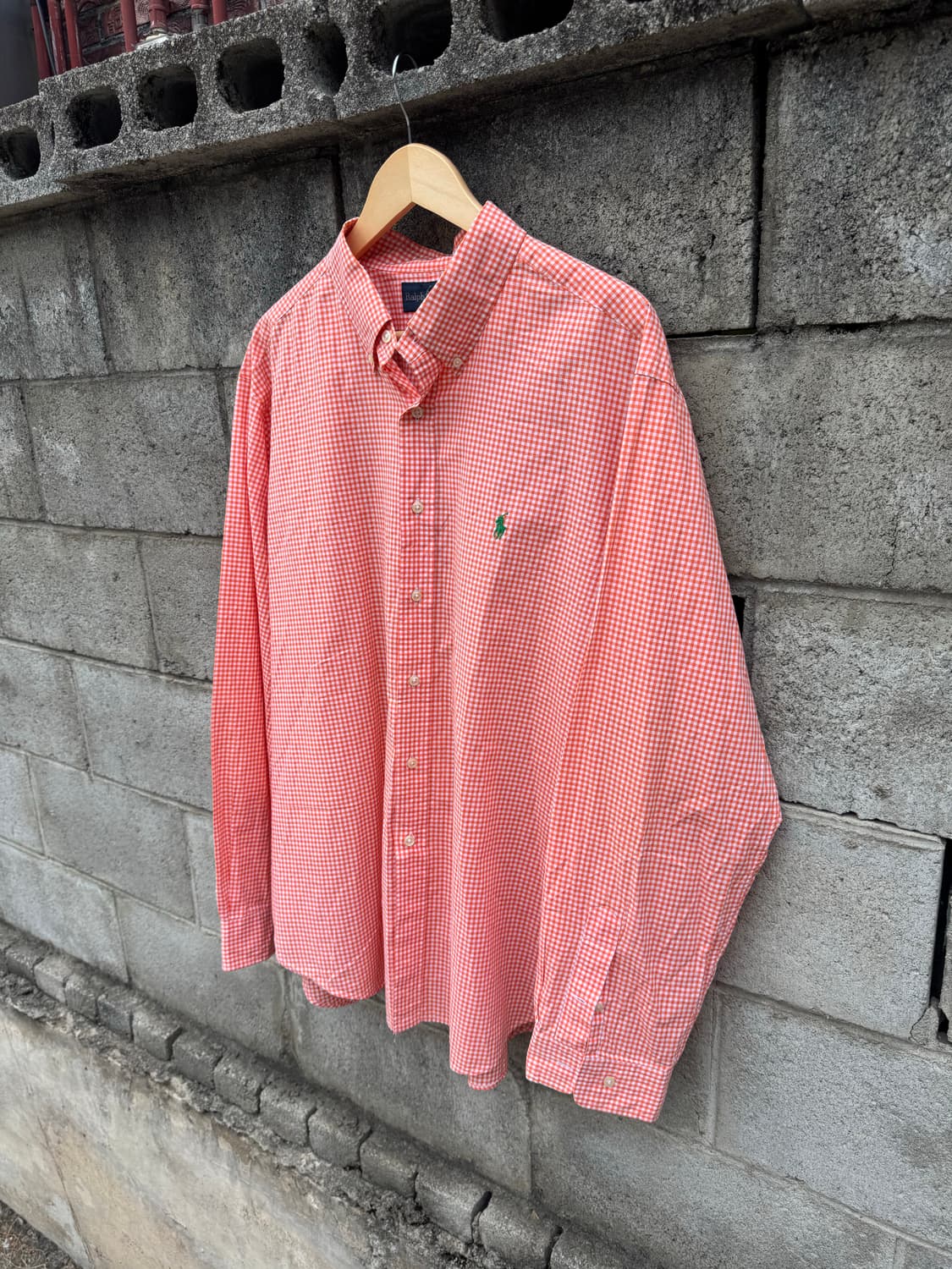 폴로 랄프로렌 빈티지 오렌지 체크 셔츠 2xl 상품이미지3