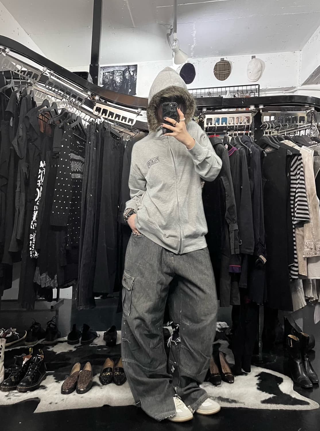 프린팅 퍼 후드집업 상품이미지2