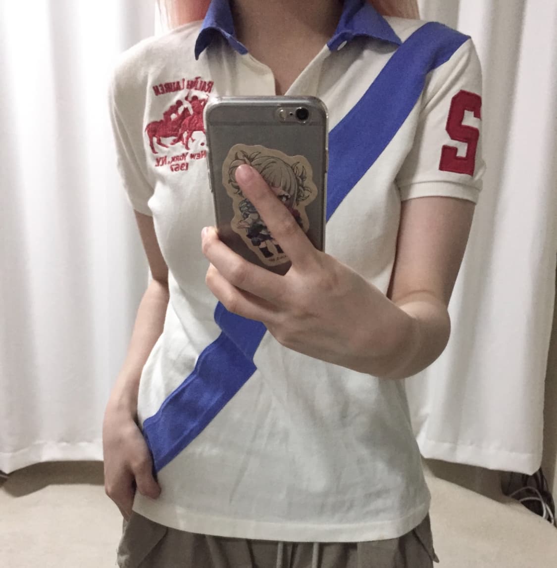 폴로 랄프로렌 화이트 하늘 더블포니 빅포니 카라 PK 반팔 티 상품이미지1