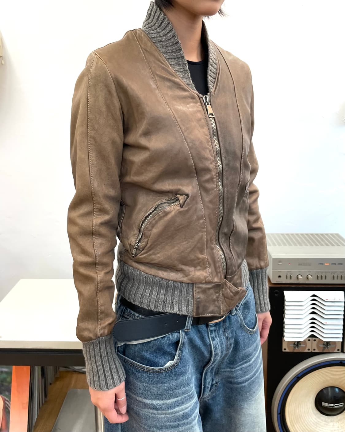 [40] 조르지오브라토 레더 블루종 자켓 상품이미지1