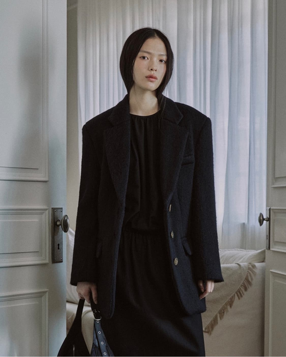 마이스 헤어리 알파카 블렌디드 싱글 코트 울 자켓  상품이미지3