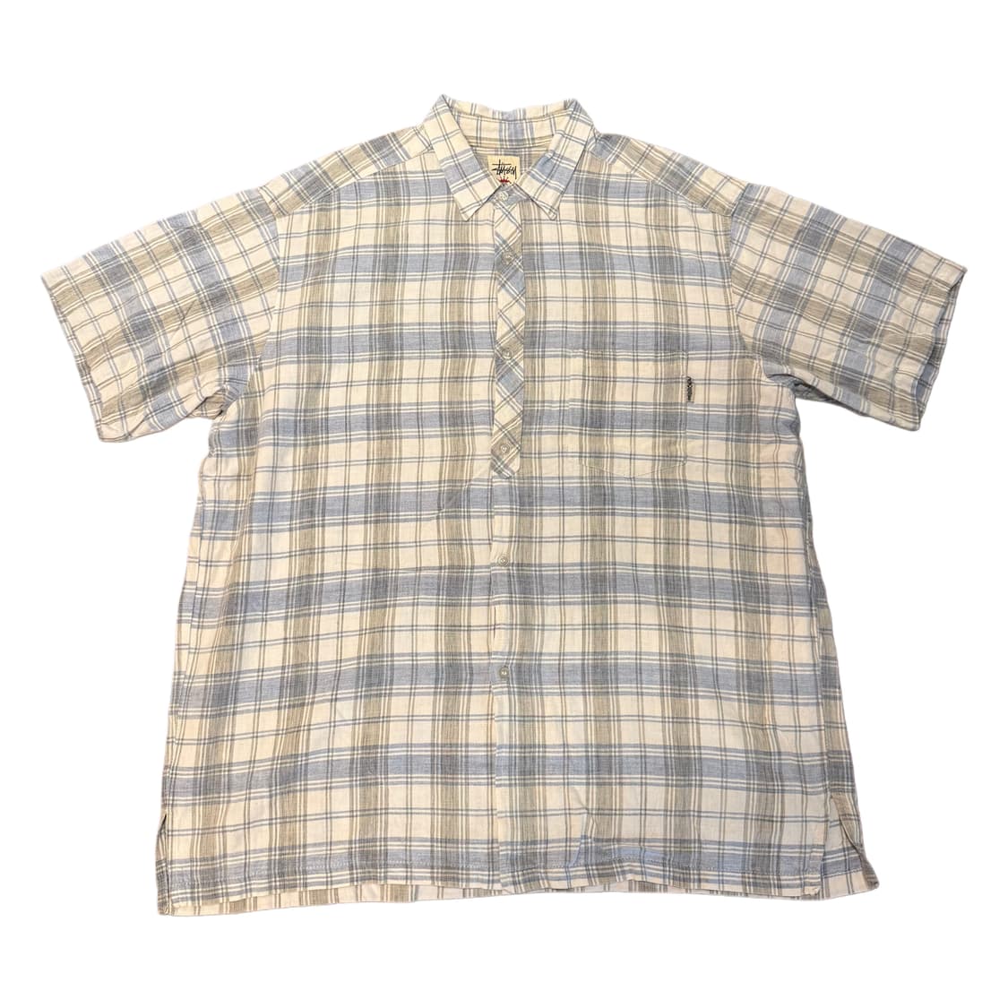 올드 스투시 90s 린넨 반팔 셔츠 (XL) 상품이미지1