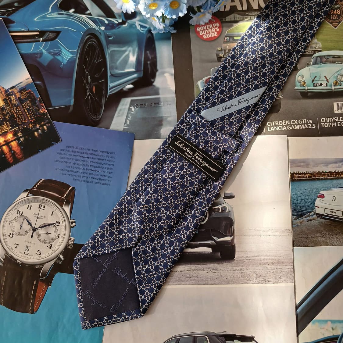 페라가모 실크 간치니&클로버 넥타이 8.5cm A~B등급 A19212
 상품이미지4