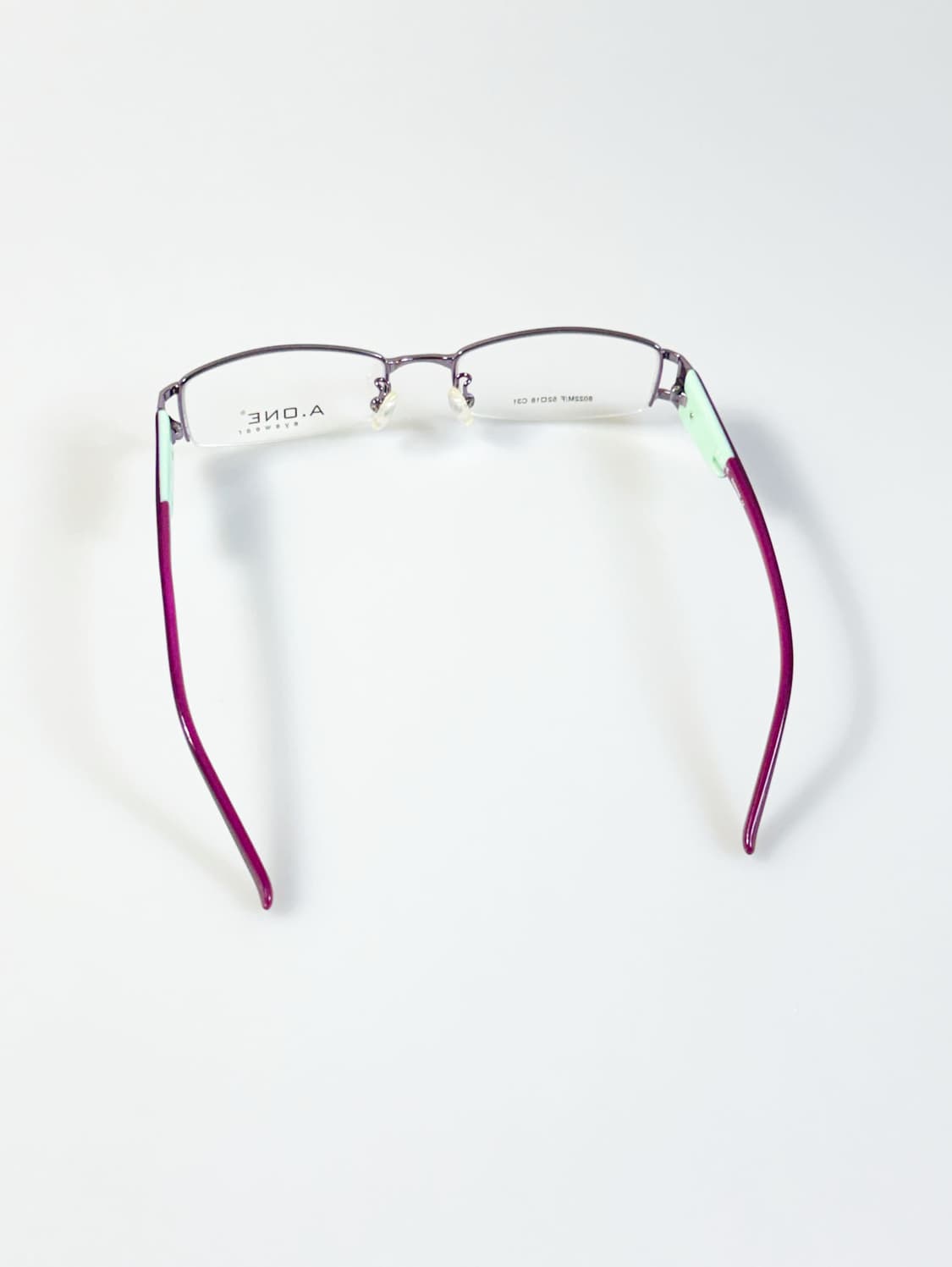 A.ONE 반무테 스퀘어 퍼플 메탈 프레임 빈티지 안경 상품이미지5