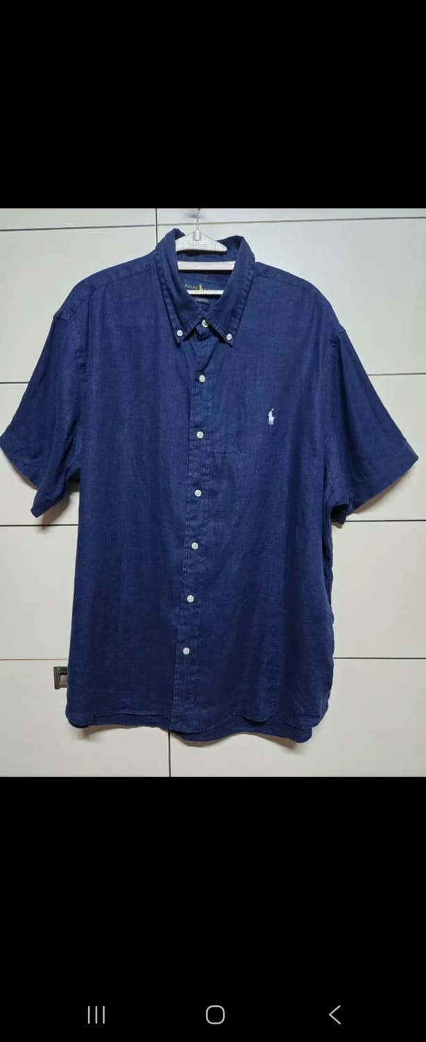 폴로 랄프로렌 신형 남성 네이비 린넨 반팔 셔츠 상품이미지1