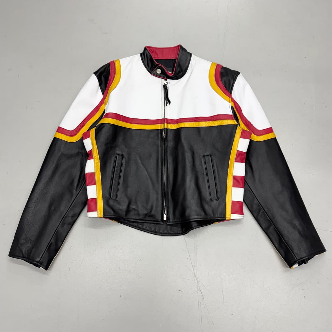 쇼트 카우레더 바이커 레이싱 가죽 자켓 상품이미지2