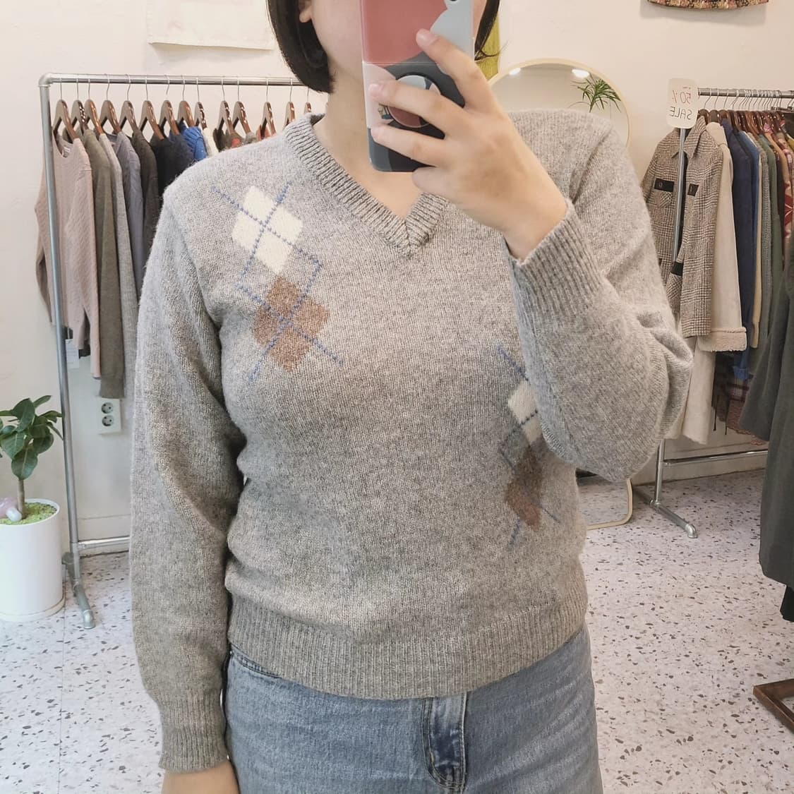 Anello 뉴울100 아가일 니트 상품이미지9