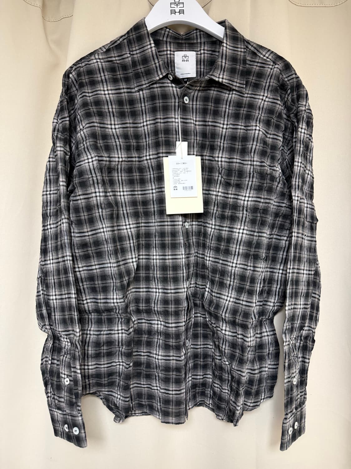 폴리테루 컨트리 체크 셔츠 워시드 블랙 (재패니즈 패브릭) 2 팝니다 상품이미지1