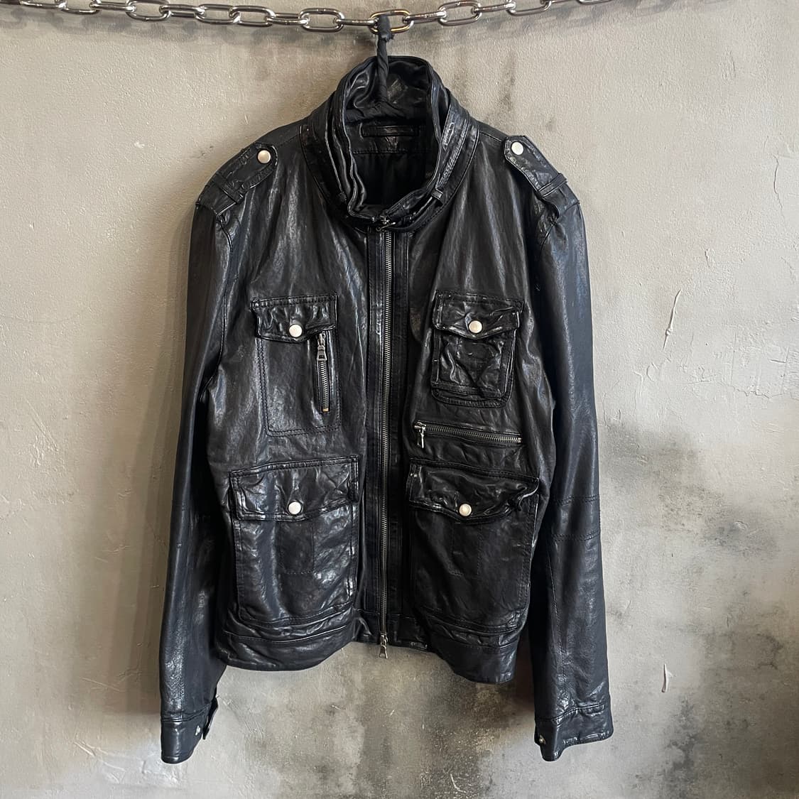 워시드 레더 자켓 상품이미지1