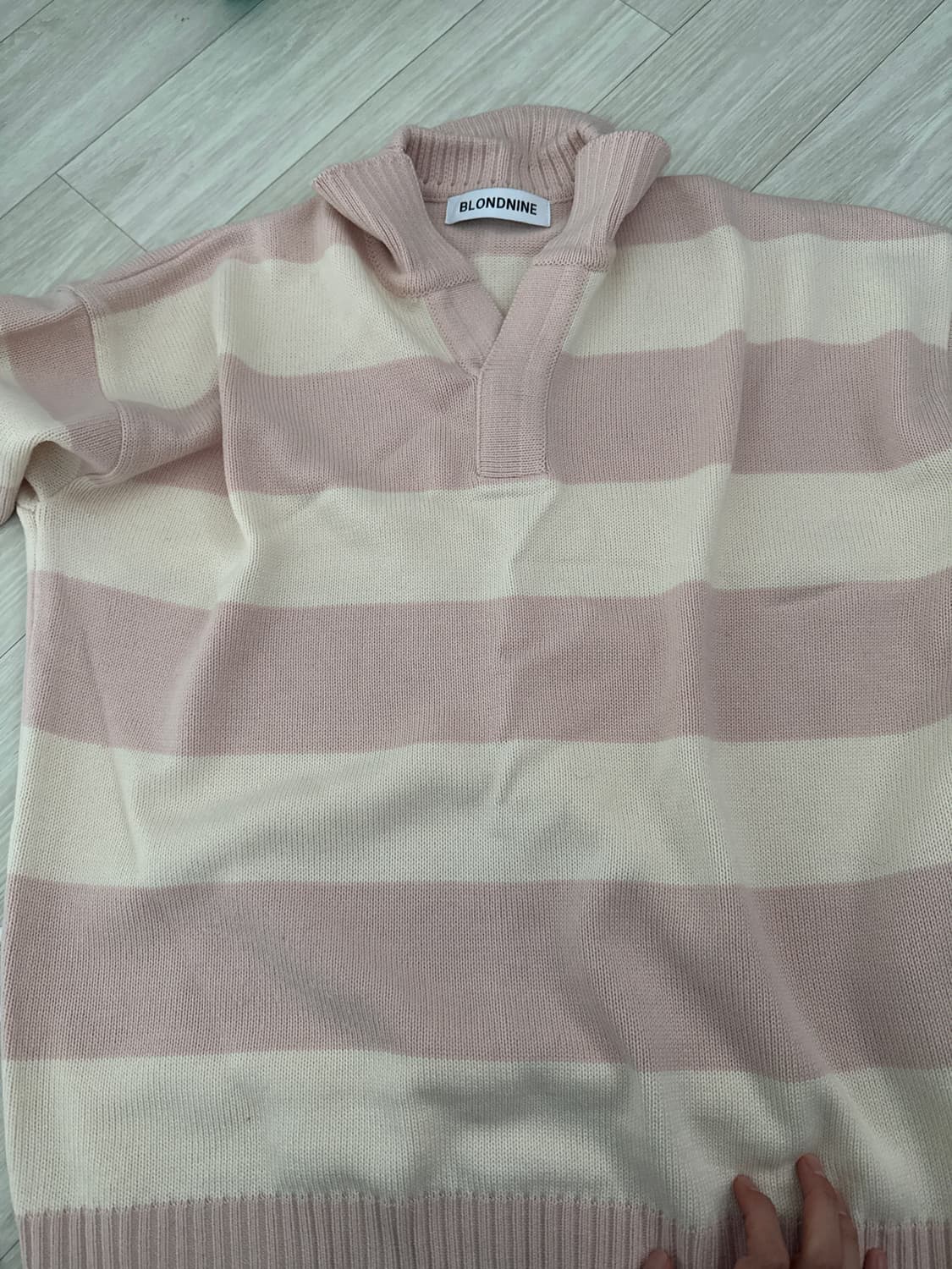 블론드나인 스트라이프 핑크니트 XL 상품이미지1