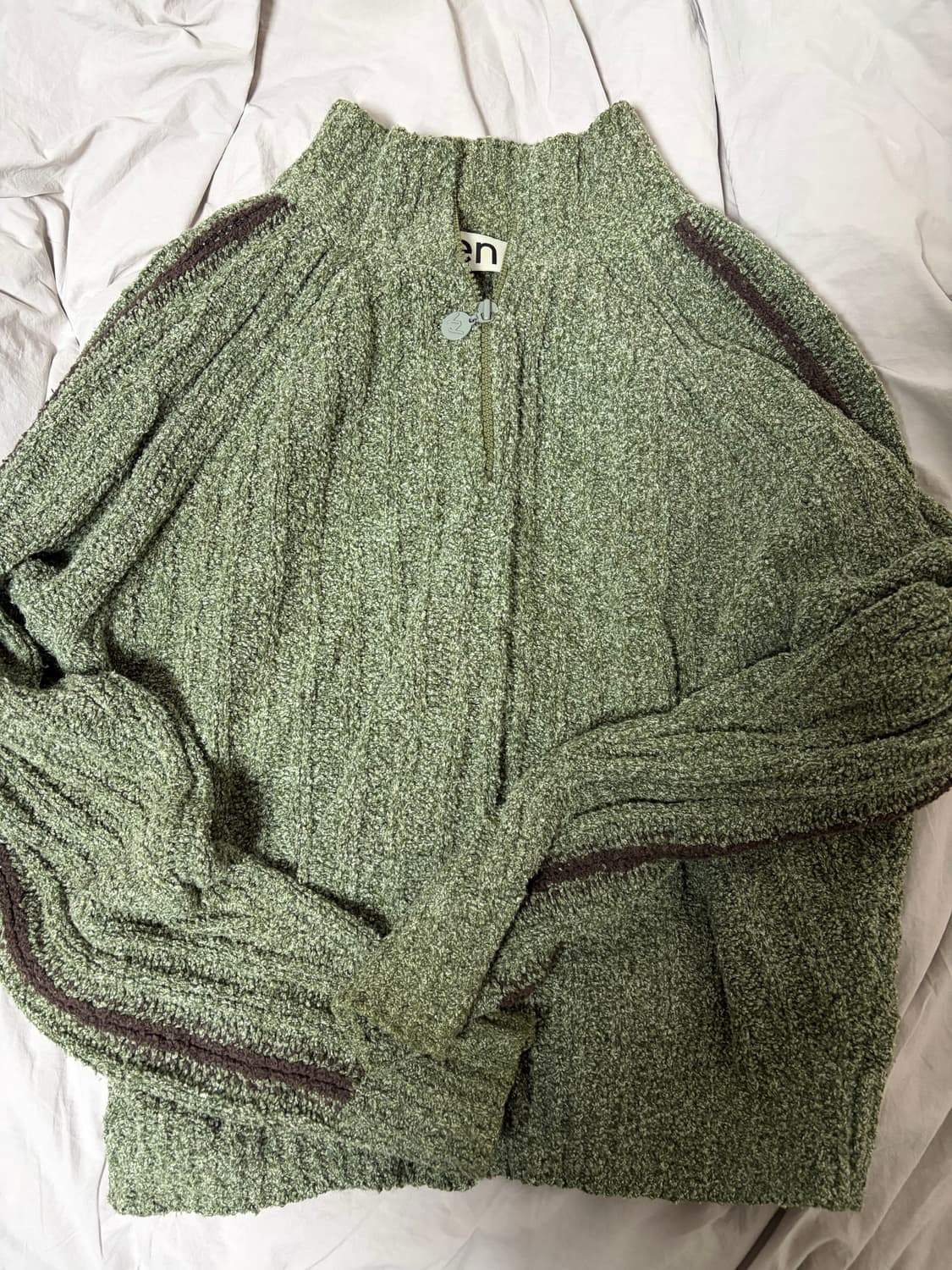 오픈와이와이 하프 집업 니트 카키 상품이미지3