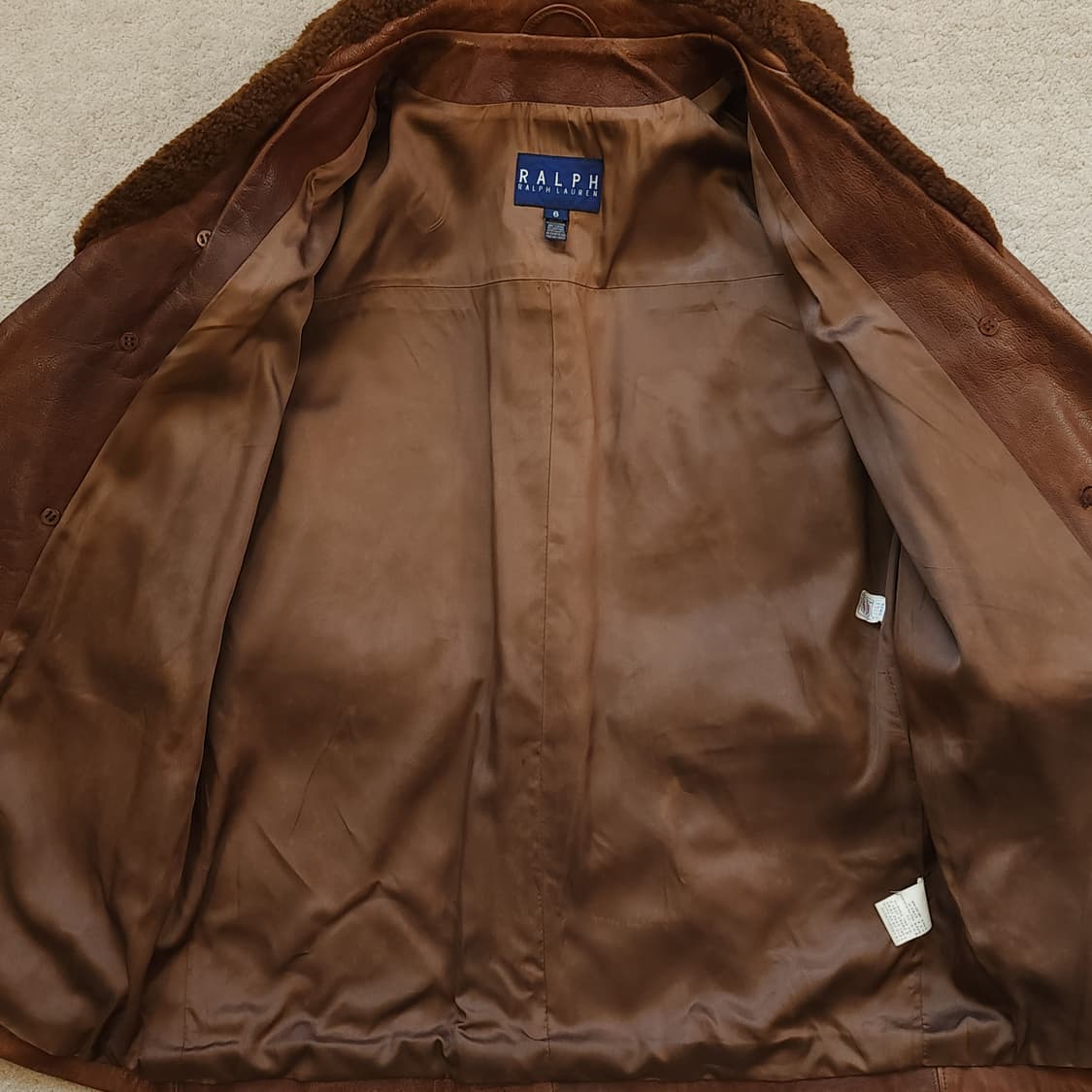 90s 폴로 랄프로렌 가죽자켓 쉐어링 카라 매키노 반스토머 코트 상품이미지6