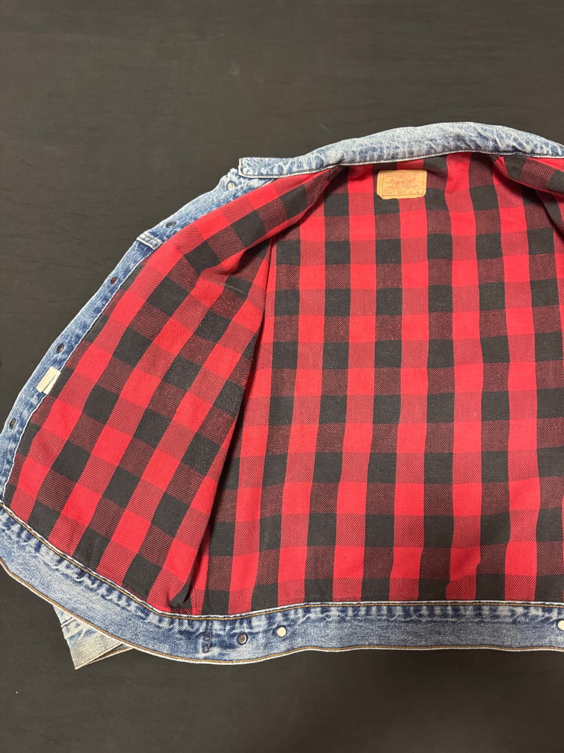 90s USA 미국 리바이스 빈티지 데님트러커 플란넬 자켓 L 상품이미지3