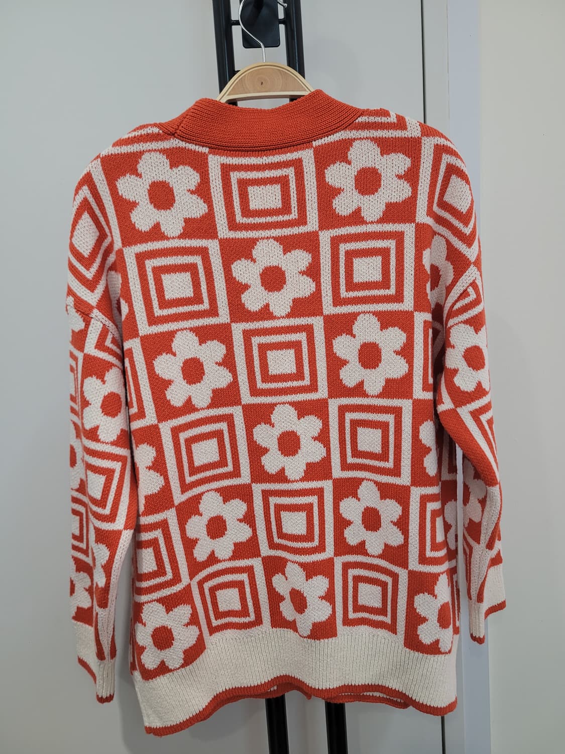 자라 플라워 패턴 오렌지 니트 가디건 S사이즈 55~77 상품이미지7