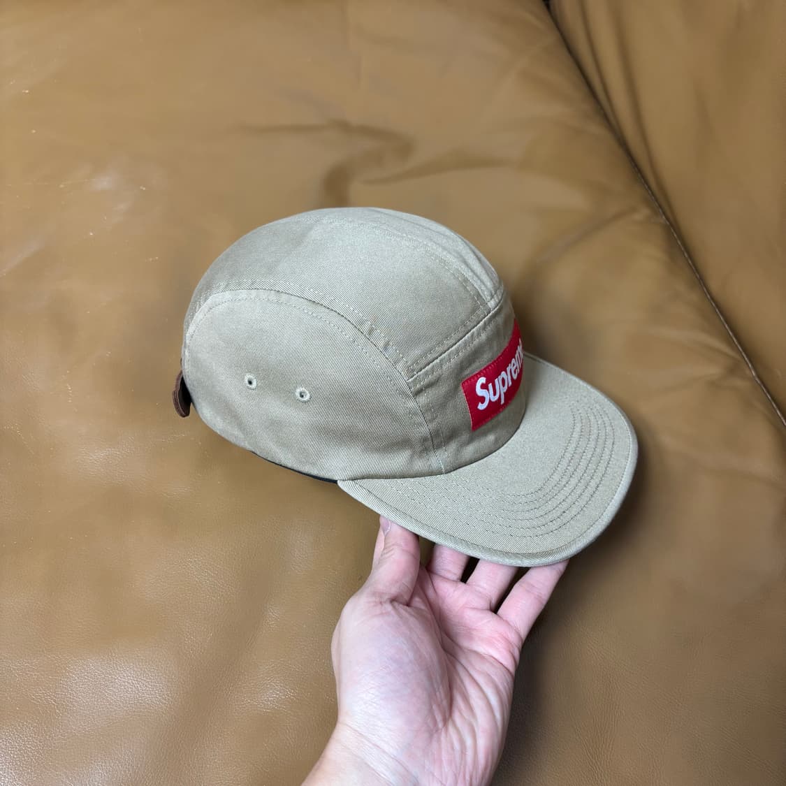 슈프림 캠프캡 모자 박스로고 워시드 탄 상품이미지3