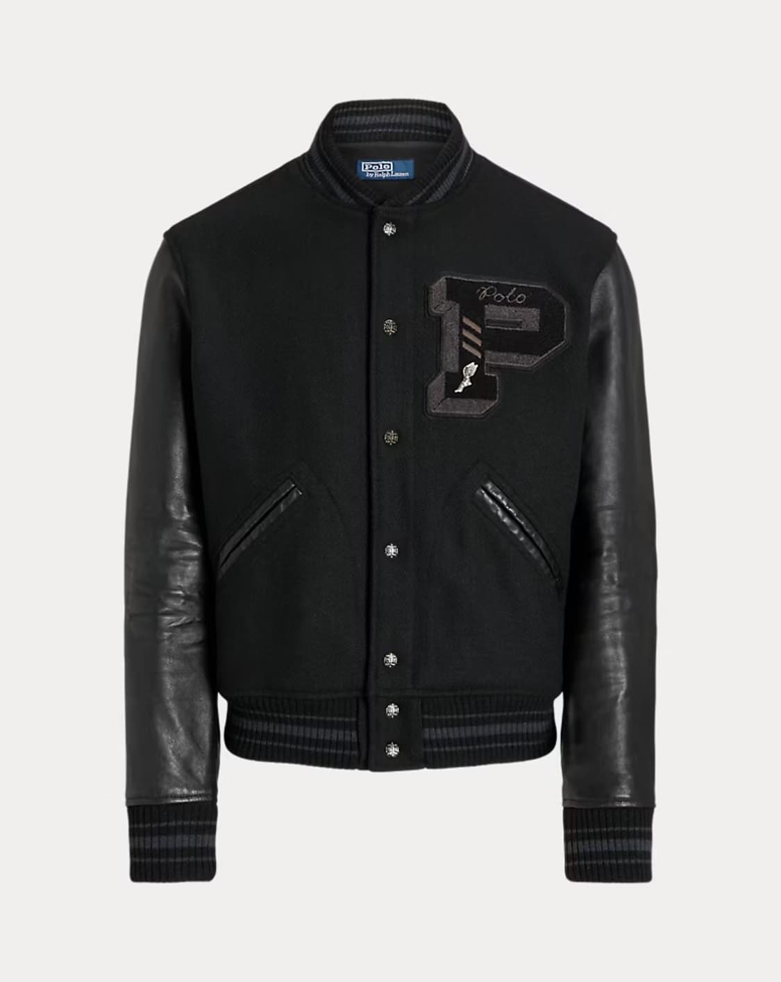 (XL) 폴로 랄프로렌 아이코닉 레더 레터맨 울 바시티 상품이미지1