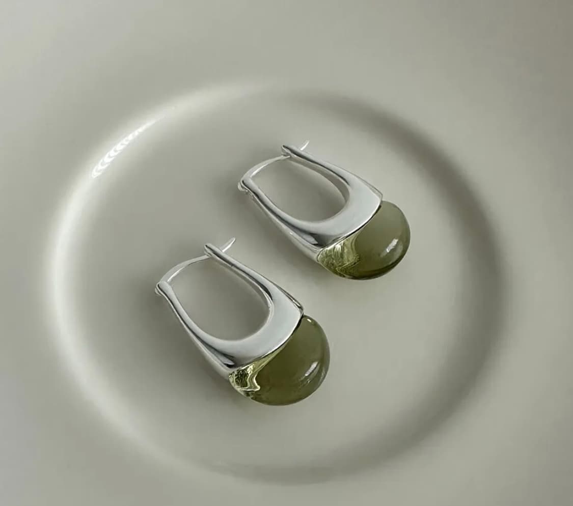 (sliver925) 아쿠아마린 원터치 이어링 새상품 상품이미지2