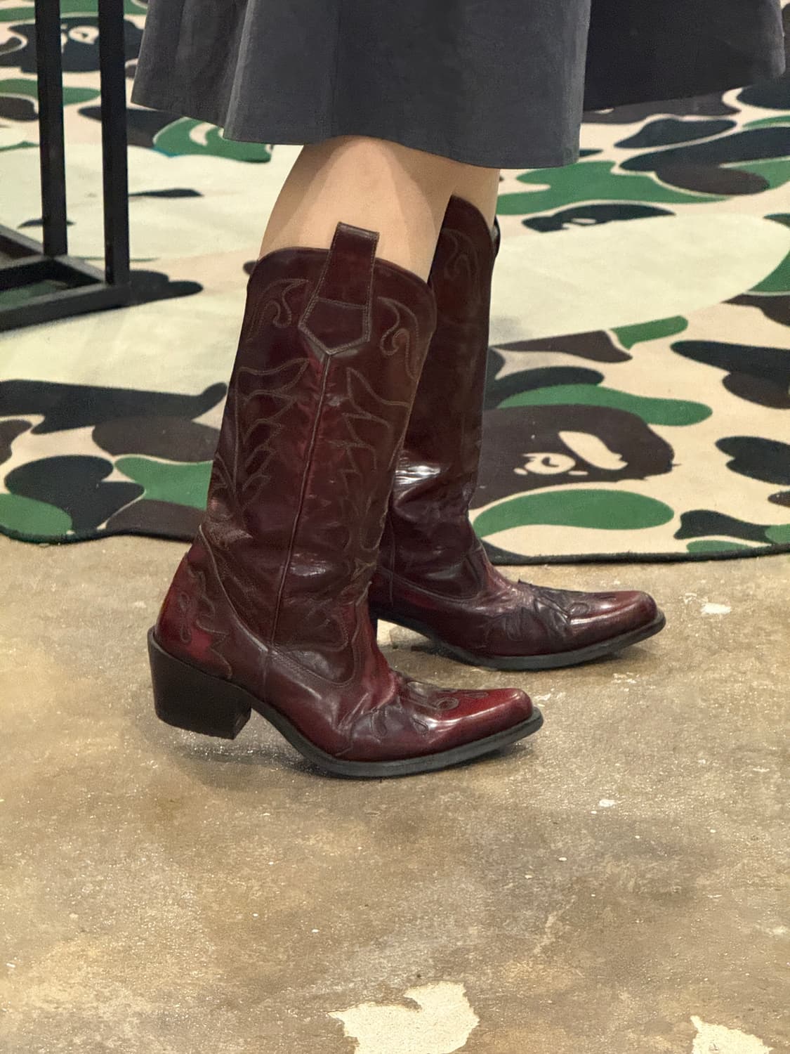 빈티지 웨스턴 부츠 버건디 상품이미지10