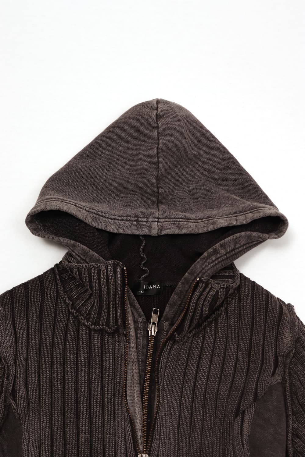 이중 레이어드 니트 후드 집업  상품이미지3