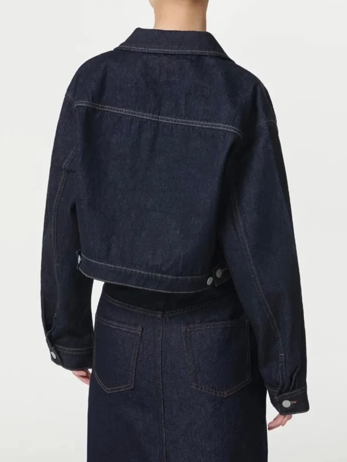 무신사 우먼즈 릴렉스드 크롭 데님 집업 재킷 [딥 인디고] s 상품이미지2