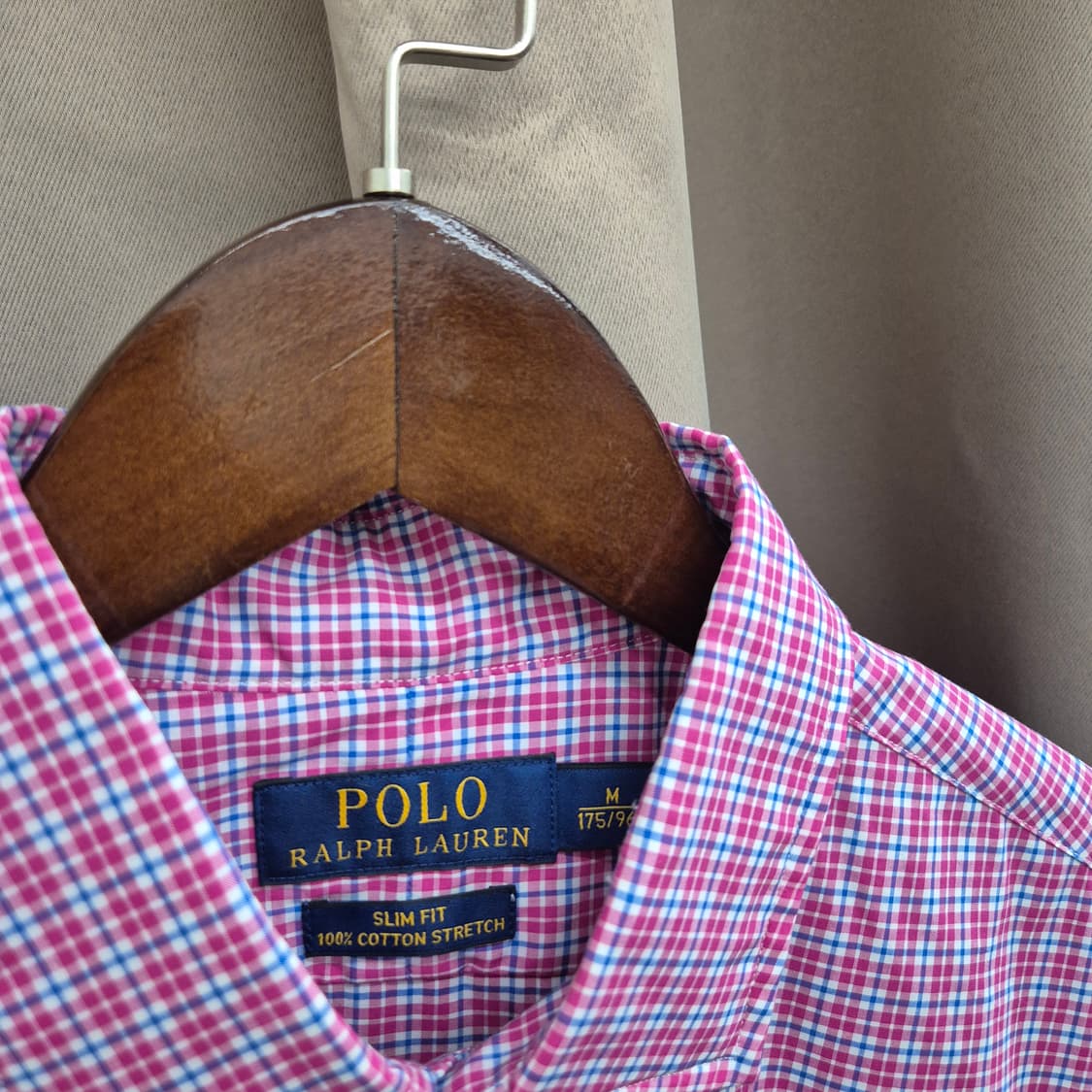 폴로 랄프로렌 깅엄 체크 슬림핏 스트레치 셔츠 M 상품이미지3
