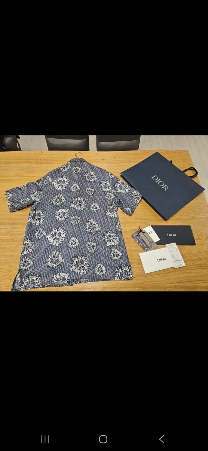 디올 x 데님 티어스 디올 티어스 실크 반팔셔츠 38 상품이미지2