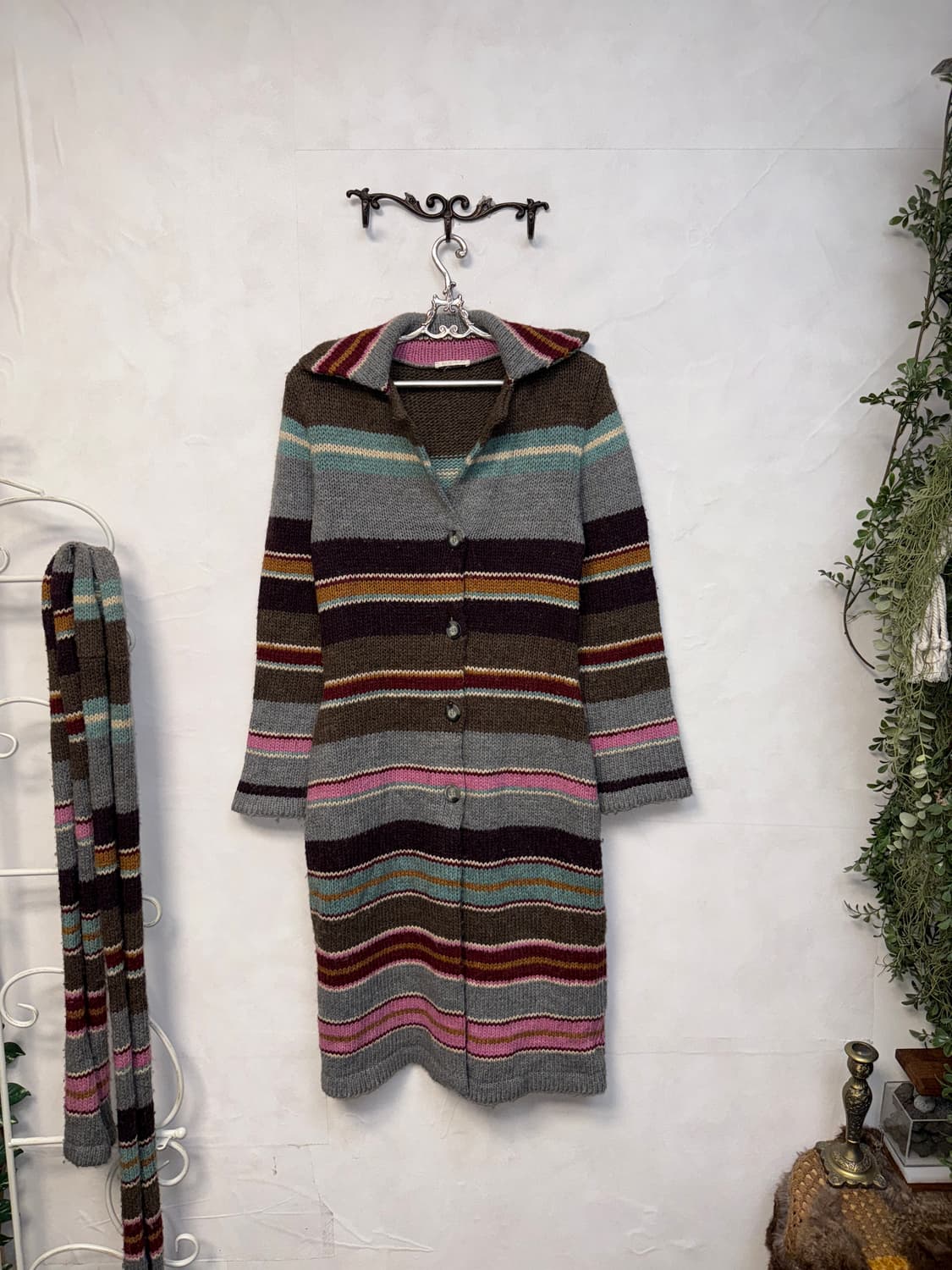 Kookaï stripe wool cardigan muffler set 상품이미지4