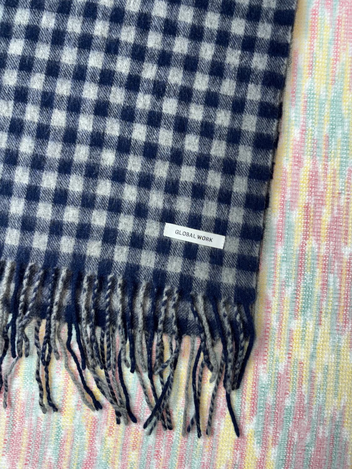 네이비 체크 머플러 상품이미지6