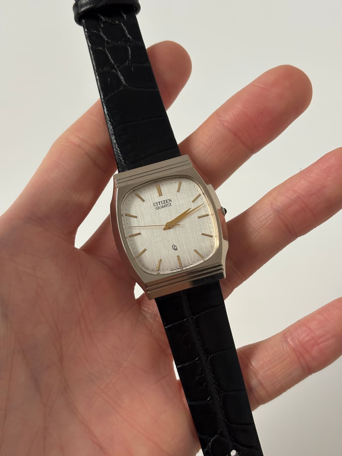 시티즌 1980년대 CQ 린넨 다이얼 골드 스퀘어 쿼츠 남성 상품이미지1