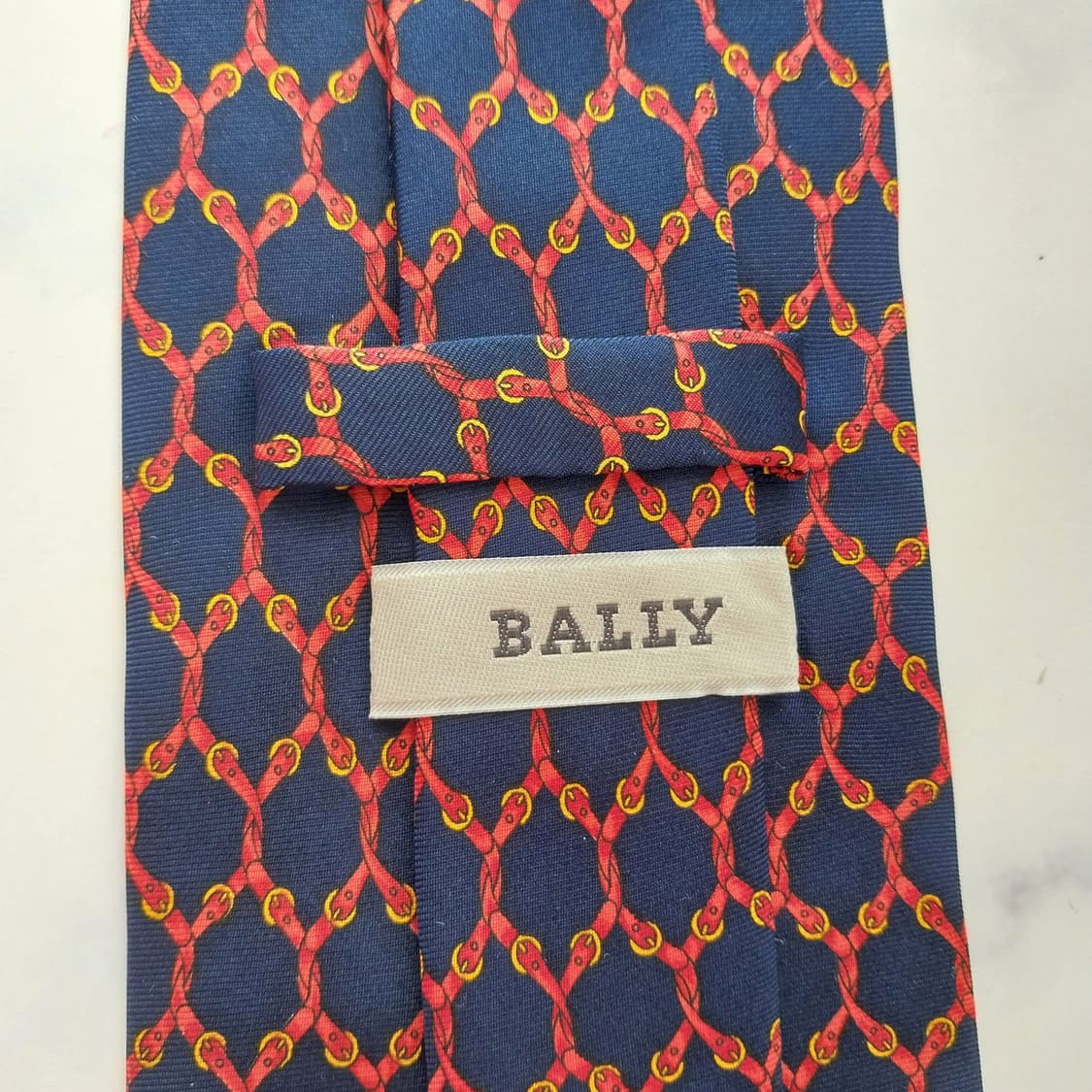 발리 실크 네이비 체인 패턴 넥타이 9.9cm A+등급 K2271 상품이미지8