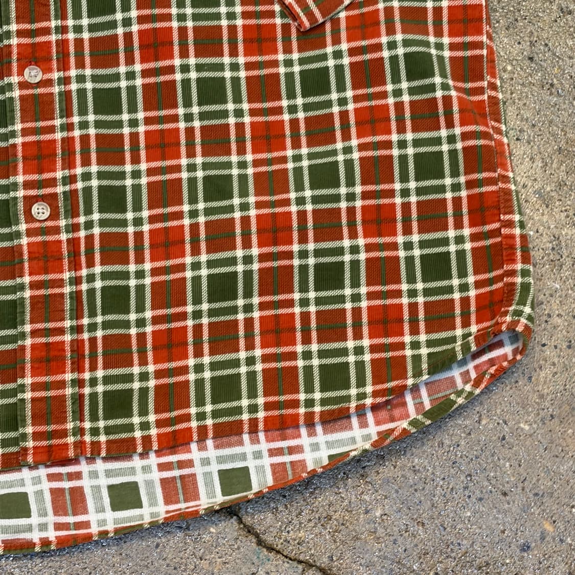 새상품급 미국 빈티지 아이비크루 코듀로이 골덴 긴팔 체크 셔츠 상품이미지6