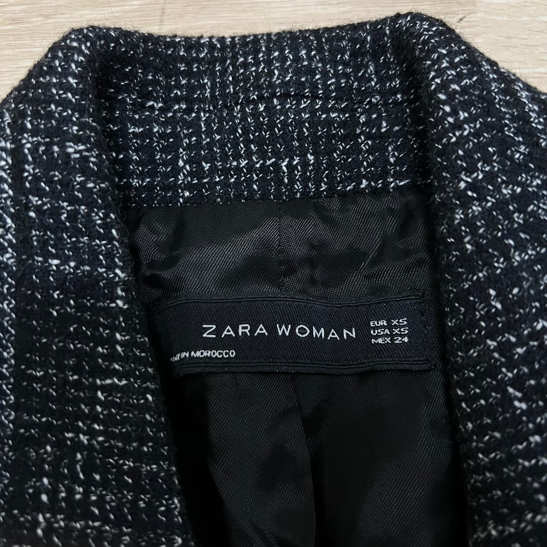 자라 여성 모직 비스코스 헤링본 더블 코트 [블랙] XS/85 상품이미지4