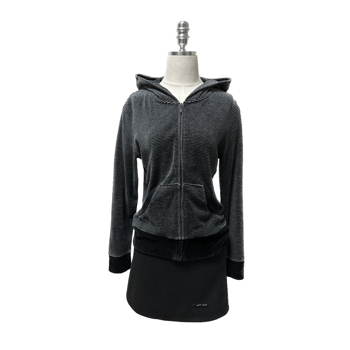 벨벳 스트라이프 후드집업 상품이미지3