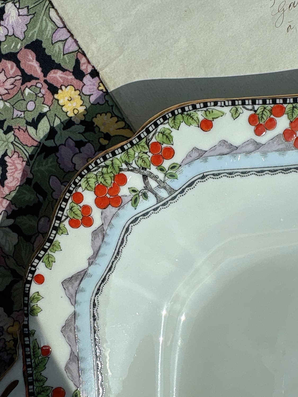 영국 올드 앤슬리 핸드페인티드 귀달이 케이크접시 상품이미지4