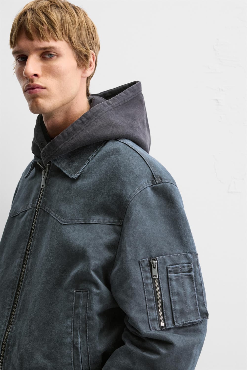 ZARA 자라 워시드 크롭 스웨이드 이펙트 봄버자켓 상품이미지7